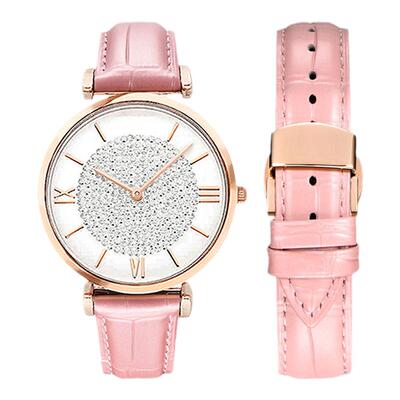 阿玛尼真皮表带粉色女