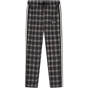 BM男士春秋款裤子潮流男格子条纹高端休闲裤男2023新款欧洲站男裤