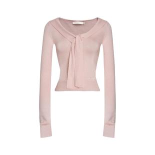 郑合惠子同款Kroche 浪漫邂逅 羊毛混纺海军领披肩V领针织衫