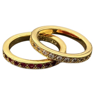 s925纯银克罗伈22K金色3MM满钻戒指男女十字架情侣款对戒叠戴尾戒