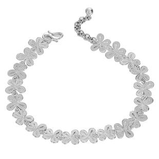 九乐足银990银手链女蝴蝶掐丝纯银手链时尚简约银珠手串送女友礼