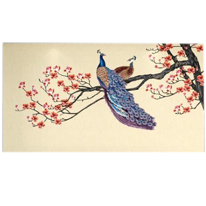 孔雀沙发独秀背景布画