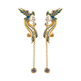 中国国家博物馆孝端皇后九龙九凤冠凤羽鎏彩耳饰新中式首饰女礼物