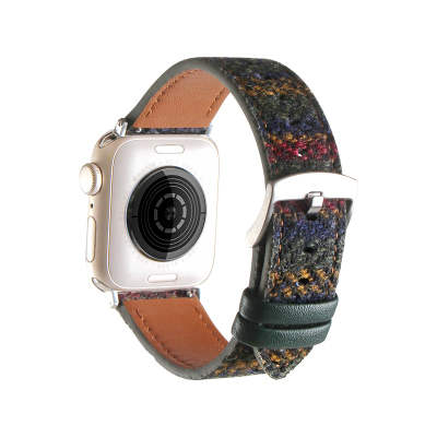 适用iwatchs11秋冬毛呢皮质表带