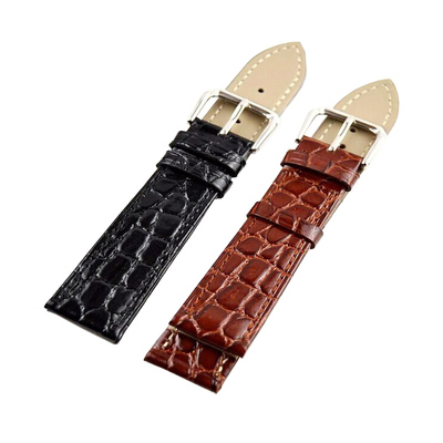 鳄鱼纹圆纹亮牛皮真皮表带