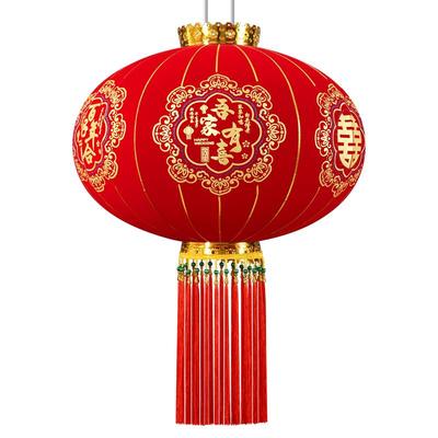 结婚喜字红灯笼大门口一对阳台