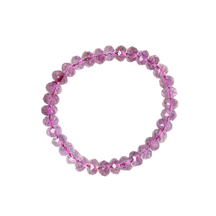 天然水晶紫水晶刻面盘珠款单圈手链 女款水晶切面钻切手串饰品