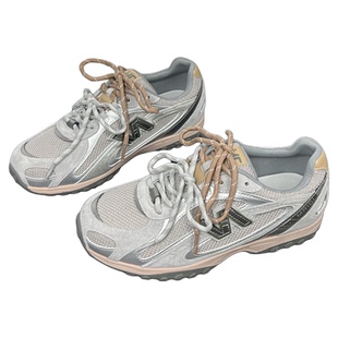 真皮复古内增高德训鞋女2026春季新款休闲运动鞋网面透气阿甘跑鞋