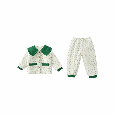 女童秋冬季三层夹棉睡衣