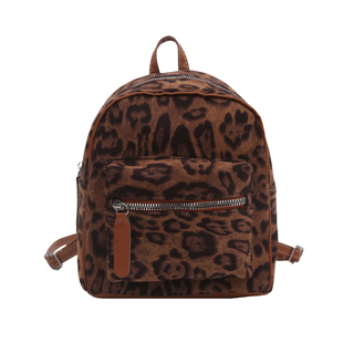 小众辣妹新款豹纹黑皮KT双肩包包女秋冬新款收纳便携外出小背包