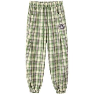 INXX Standby 明星同款潮休闲裤格纹刺绣束脚裤