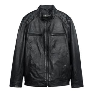 MCS男装源自万宝路秋季山羊真皮男立领机车皮衣修身外套男春秋款