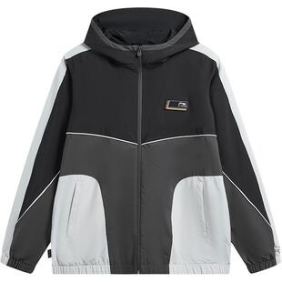 李宁外套男春秋梭织开衫上衣宽松休闲连帽防泼水防风运动服夹克