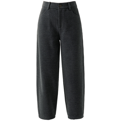 春四季九分裤灰色毛呢哈伦裤