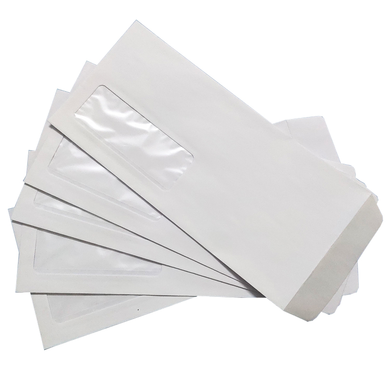 4.5*9.5英寸开窗信封带透明窗口带胶空白无字商务中式白色信封袋