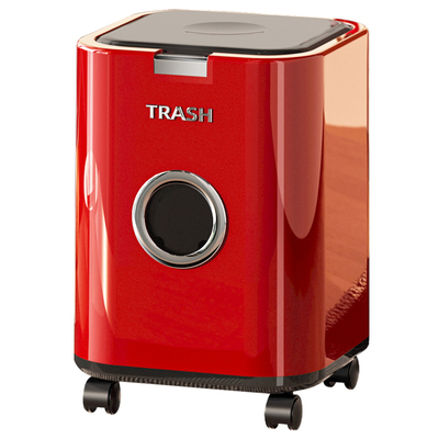 自吸套袋】免脏手滑轮带盖垃圾桶