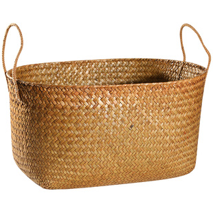 手工草编脏衣篮 编织收纳筐大号 置物篮子衣物玩具收纳篮家用北欧