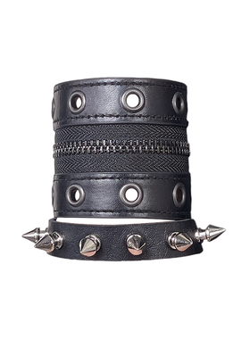 亚文化叠戴铆钉腕带皮革手环饰品
