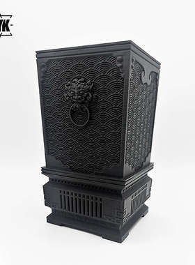 鳞纹黑方盆塑料小方盆块根多肉植物专用盆景盆透水透气方形高花盆