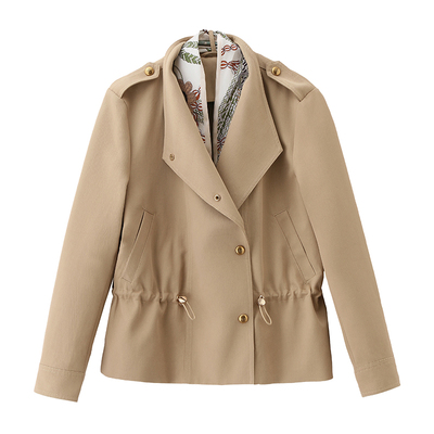 卡其短款收腰风衣女2026新款