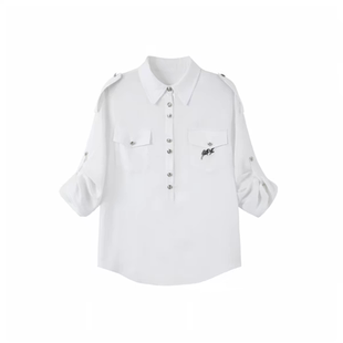【4.14新品】WESTAYOONE短袖衬衫女白色中袖高级感衬衣+包臀裙