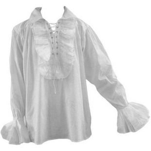 欧美复古中世纪宫廷风蓬蓬袖上衣 舞台话剧表演服纯色绑带衬衫男