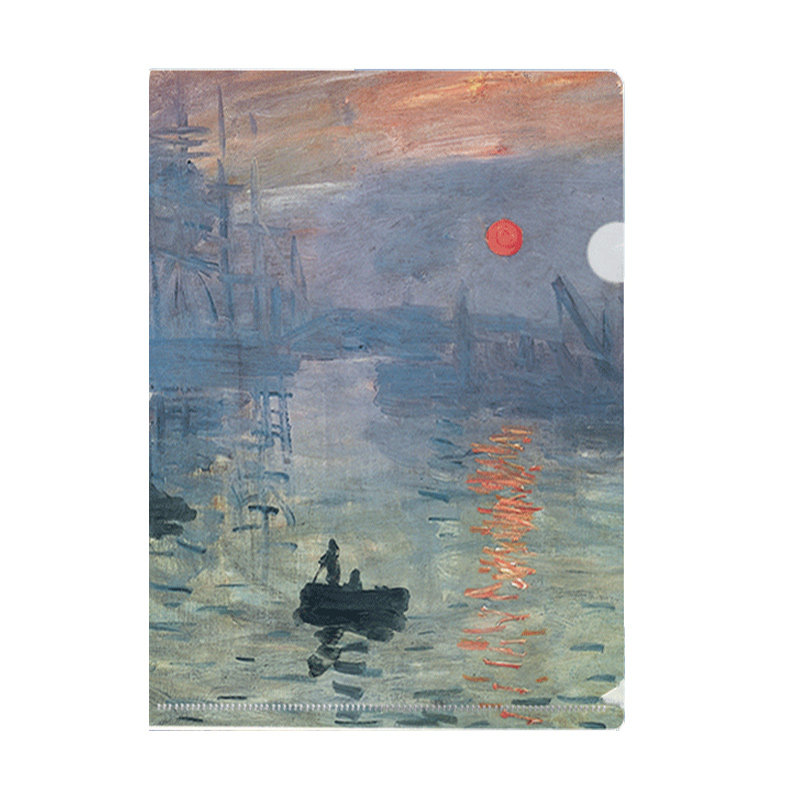 世界名画系列L型文件夹莫奈梵高油画A4单片夹二页文件套单页文件袋试卷夹创意复古日系学生办公资料收纳袋
