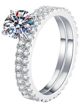 S925纯银双排莫桑钻女士戒指