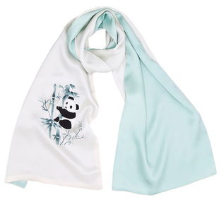 成都蜀绣 国宝熊猫围巾手工刺绣中国风四川特色外事礼品 非遗传承