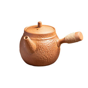 复古黑陶煮茶壶碳炉明火直烧粗陶烧水壶提梁壶户外围炉煮茶土陶壶