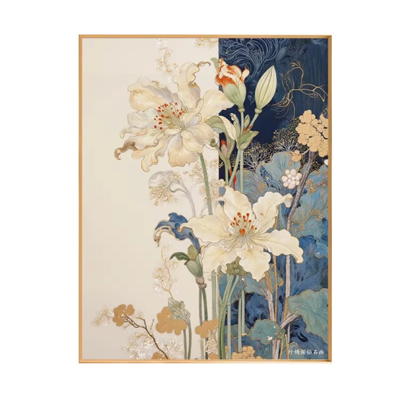 2026年新款钻石画满钻优雅百合花客厅高级感粘贴钻十字绣卧室花卉