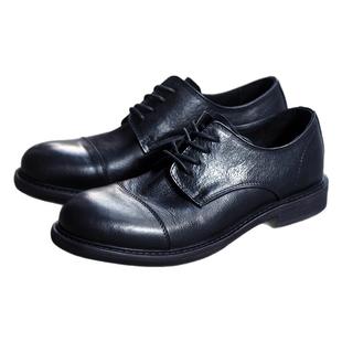 白菜 昱谷®西装青年通勤德比鞋头层牛皮 三接头中古皮鞋宽版软底