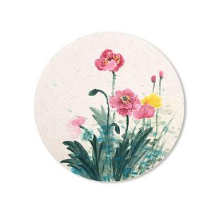 【燃灯】400张圆形卡纸画芯麻纸宣纸仿古檀皮生宣纸镜片纸21/28/33/42cm国画专用圆形练习纸