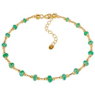 海蒂珠宝 漫春曲 2-4.5mm赞比亚祖母绿手链18K金宝石手串彩宝手饰