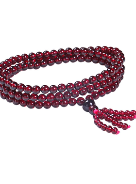 酒红色石榴石多层单圈水晶手链
