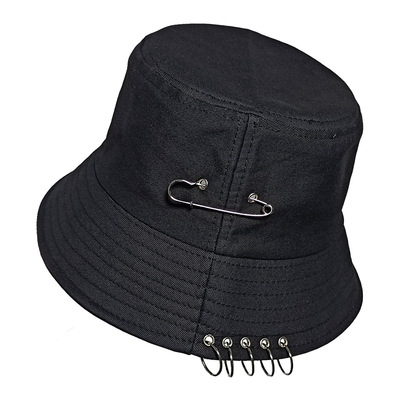 嘻哈个性别针圆环装饰渔夫帽