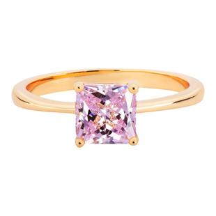 右手等待冰花切冰莓粉晚棠S925闭口纯银戒指玫瑰金色粉钻轻奢女