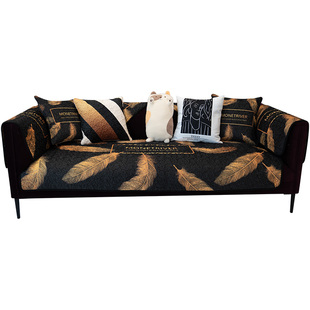 北欧现代设计师款黑金风格沙发垫秋季加厚高端万能防滑沙发盖布套