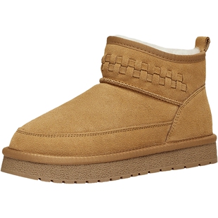 天美意复古加绒保暖雪地靴厚底棉鞋女休闲短靴2025冬新款CNA46DD5