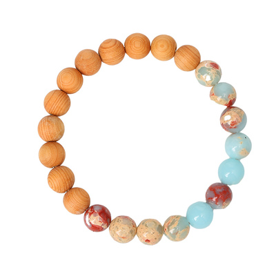 普陀山天然崖柏寿山石手链