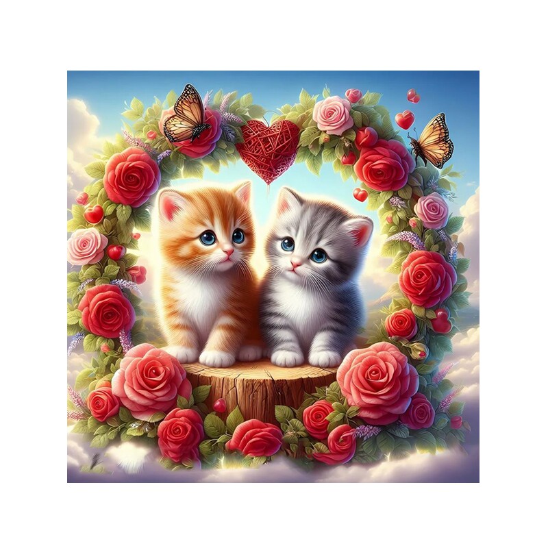 卡通小猫玫瑰花防水墙贴儿童卧室客厅走廊家装饰贴纸自粘遮瑕贴画