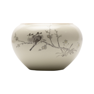 适意栩生陶瓷笔洗宋徽宗《腊梅山禽图》书法绘画水盂毛笔练字用盛水国画专用工具文房四宝用品桌面摆件礼品