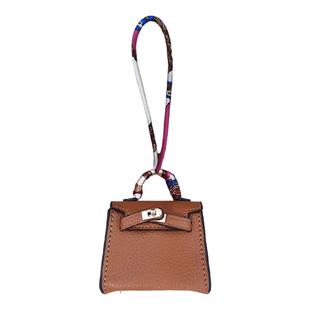 高档皮质耳机收纳包挂件女可爱迷你mini凯莉包创意车钥匙挂饰