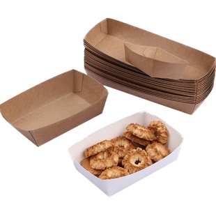 一次性免折叠淋膜防油敞口牛皮纸盒炸鸡船盒油炸食品打包餐盒纸托