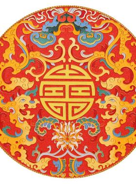 掐丝珐琅彩礼品夔龙捧寿桌面坐盘