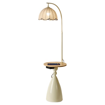 奶油风氛围感边几置物一体落地灯