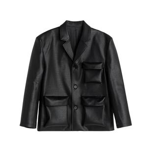 INSOMNIA失眠者【清仓】小众翻领简约高级感口袋西装皮衣外套男女