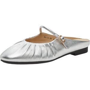 Bata人鱼玛丽珍拖鞋女春秋商场羊皮软底一脚蹬半拖ART13AH4