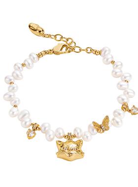 安铂洛利淡水珍珠猫咪吊坠手链女