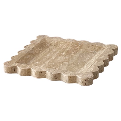 天然洞石石材托盘侘寂风浴室摆件